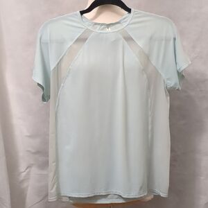 Light Aqua Mesh Cutout Athleta Workout T Shirt